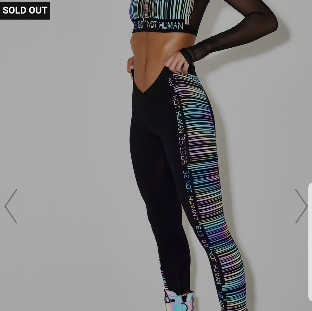NWT Club Exx Acid Scan Me Up Reflective Leggings